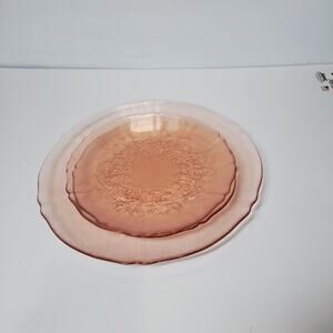 3 VTG Arcoroc France Rosa Pink Rosaline Floral Plates 1 Dinner 2 Salads